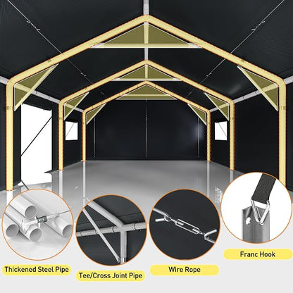 Bepatio 2 Car Carport, 20 x 20 Heavy Duty Metal Carport, All Weather Extra - Image 2