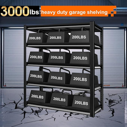 Heavy Duty Shelves, 5-Tier Metal Shelves, 3000LBS Loads, Adjustable, - Image 6