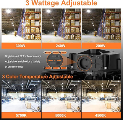 3Pack LED High Bay Lights, 300W UFO High Bay LED Shop Lights, 45000LM - Image 5