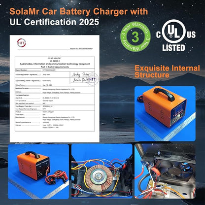 SolaMr 12V 24V Heavy Duty Car Battery Charger, 0-20A Trickle Charger - Image 3