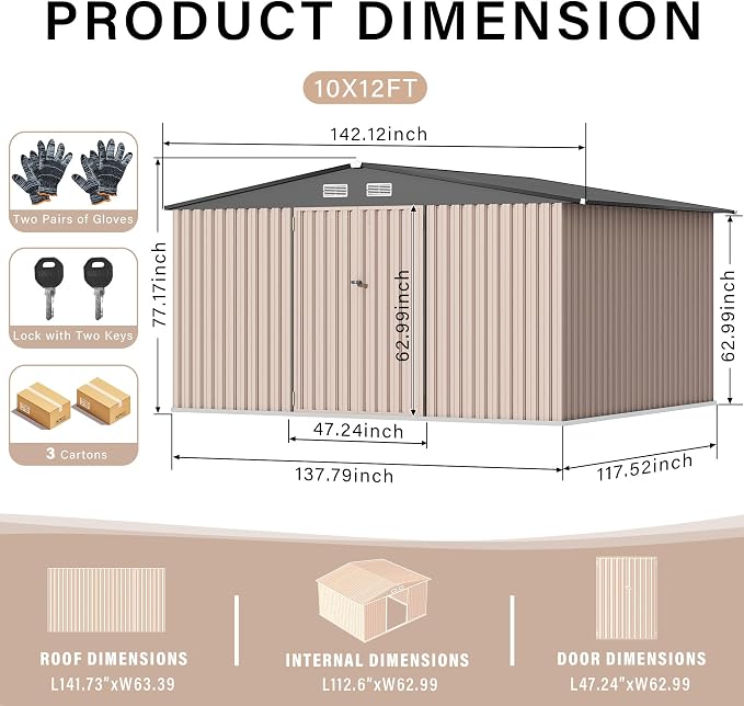 10x12 FT Metal Storage Sheds Outdoor, Metal ToolShed - Image 2