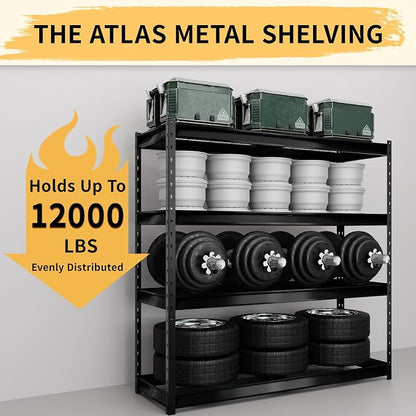 The Atlas 72" W Metal Garage Shelving Unit Load 12000 Lbs, Heavy Duty Storage - Image 3