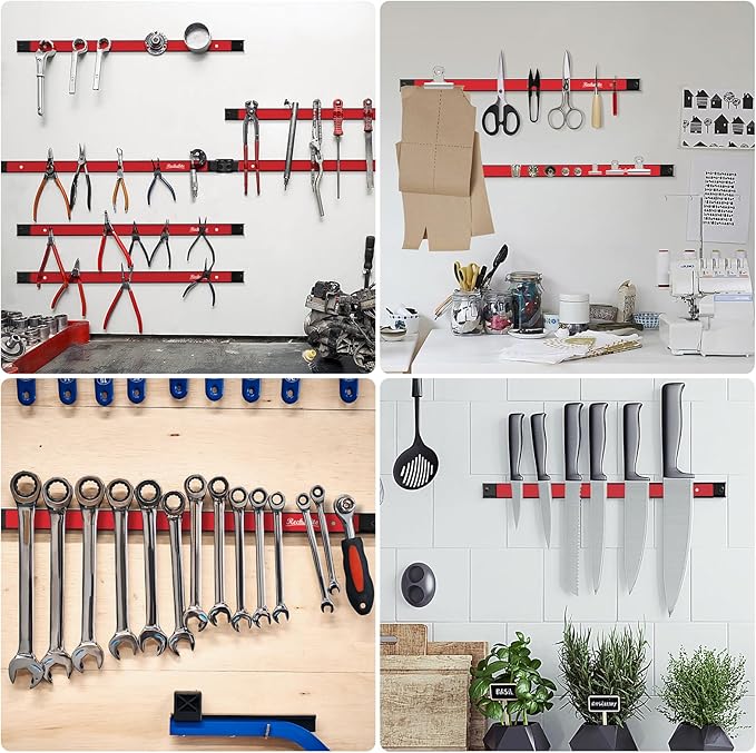 6 Pieces 12" Magnetic Tool Holder Strip, Metal Tool Organizer Rack - Image 6