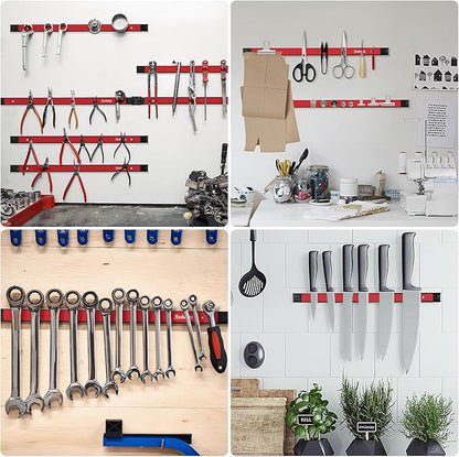 6 Pieces 12" Magnetic Tool Holder Strip, Metal Tool Organizer Rack - Image 6