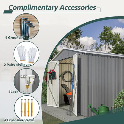 10x10 FT Outdoor Storage Shed, Large Metal Tool Sheds - Image 4