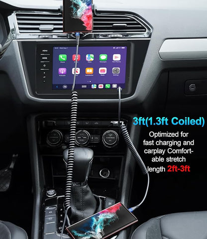 USB C Cable 100W 3FT Coiled USB C to USB C Charger Cable - Image 4