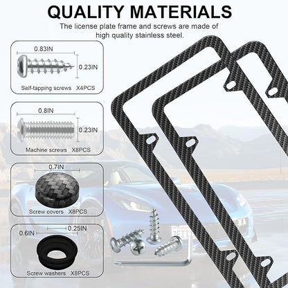 LivTee Carbon Fiber License Plate Frames, 4 Holes Stainless Steel License Plate - Image 4