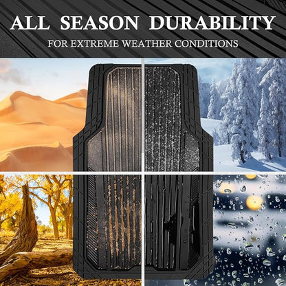 CAR PASS Heavy Duty Sporty Rubber Car Mats, Deep Dish All Weather Car Floor - Image 3