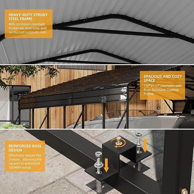 20' x 30' x 8.5' Heavy Duty Metal Carport - Image 4