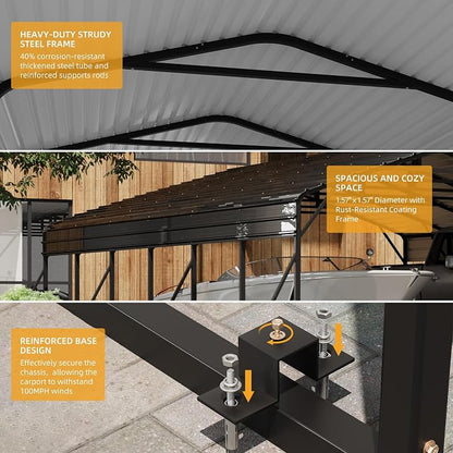 20' x 30' x 8.5' Heavy Duty Metal Carport - Image 4