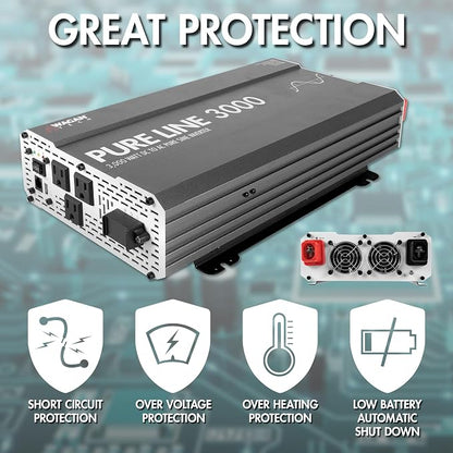 Wagan EL3810 Pure Line 3000 watt Power Inverter 6000 Watt Peak Surge Power DC - Image 4