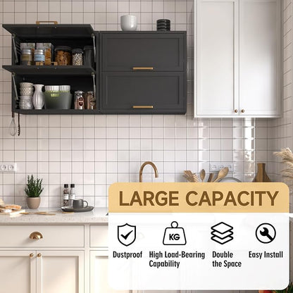 Metal Wall Cabinets with 2 Up-Flip Doors, Floating Steel Wall Mounted - Image 4