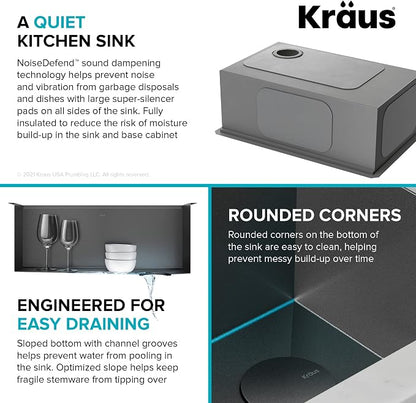 KRAUS Kore Workstation 27-inch Undermount 16 Gauge Black Stainless Kitchen Sink - Image 12