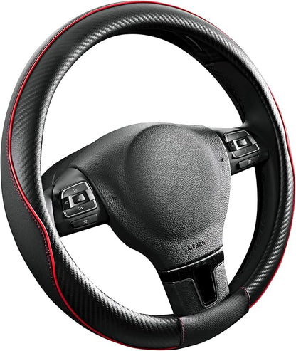 PIC AUTO Steering Wheel Cover, Sports Carbon Fiber and Super Breathable Leather - Image 2