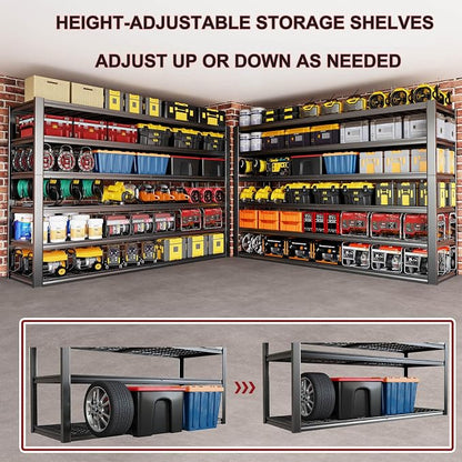 67" W Garage Shelving Heavy Duty, Adjustable 6 Tier Metal Shelves, Commercial - Image 5