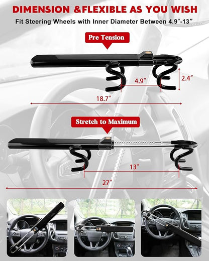 Tevlaphee Steering Wheel Lock Anti-Theft Car Device Heavy Duty Security Car - Image 2