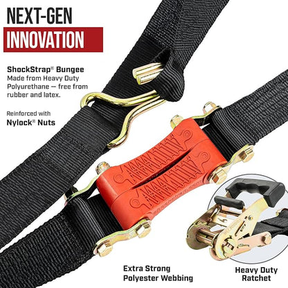Ratchet Strap, 9’ x 2” Shock Absorbing Heavy Duty Tie downs - Image 6