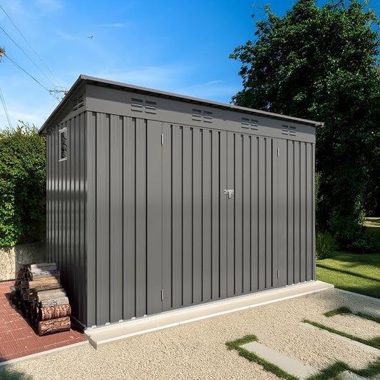 4 x 9 FT Metal Outdoor Storage Shed w/Lockable Door, Lean to Storage Sheds by Unknown