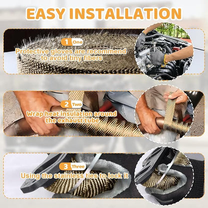 Exhaust Heat Wrap, Tooomplus 2'' x 16' Fiberglass Heat Shield Tape, Heat Wrap - Image 3