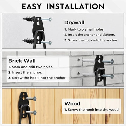 BONTEC Heavy Duty Garage Hooks, Anti-Slip Coated Black Steel - Image 6