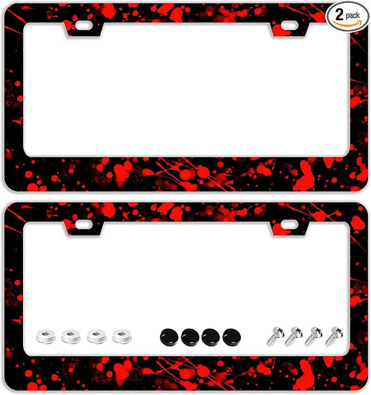 Blood Splattered Red Black License Plate Frames by TQFTPT