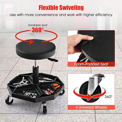IRONMAX Rolling Mechanic Stool, Adjustable Shop Stool Creeper Seat - Image 5