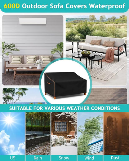 Outdoor Sofa Cover, Waterproof Patio Furniture Cover 90W x 36D x 33H inches - Image 7