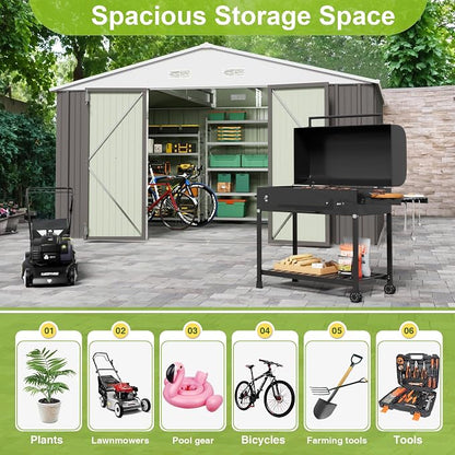 JUMMICO 10 x 10 FT Outdoor Storage Shed, Large Metal Garden Shed & Tool Sheds - Image 3