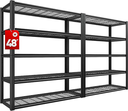 REIBII 48" W Garage Shelving Heavy Duty Load 2500LBS, 5 Tier Storage Shelves by REIBII