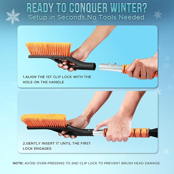 EcoNour 27" Aluminum Car Snow Scraper and Brush | Weaved Bristle Head - Image 6
