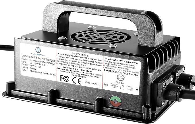 800W Lead Acid Battery Charger 48 Volt 15 AMP 3-Pin Original Gray One-Piece - Image 2