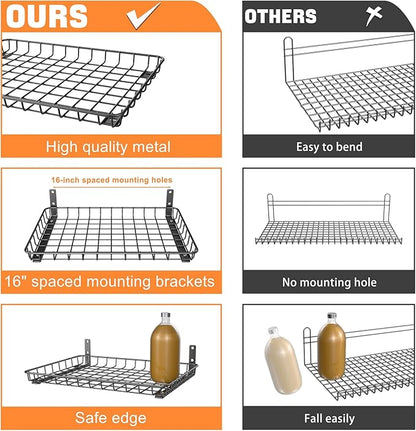 TORACK 2-Pack 12x18 Inch Wall-Mounted Shelves, Garage Wall Shelf - Image 4