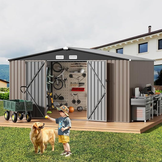 GVDV 10X12 FT Outdoor Storage Shed, Durable Metal Outside Storage by GVDV
