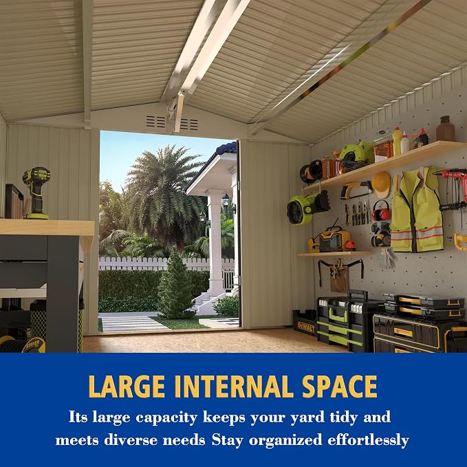10x8 FT Outdoor Storage Shed, Metal Shed W/Window, Garden Storage Shed - Image 8