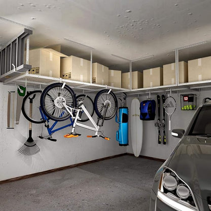 FLEXIMOUNTS 2-Piece Overhead Garage Storage Rack Set w/Hooks Adjustable Ceiling - Image 2