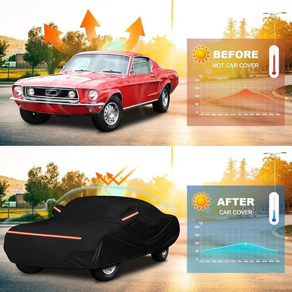QUNSUNUS 6 Layer Car Cover for Ford Mustang 1964-1968 Waterproof All Weather - Image 6