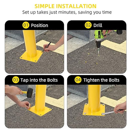 Safety Bollard 2 Packs, 48 Inch Height Steel Bollard Post - Image 5