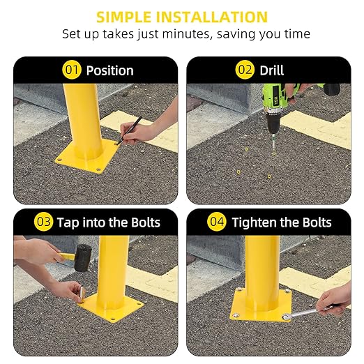 Safety Bollard 2 Packs, 42 Inch Height Steel Bollard Post - Image 5