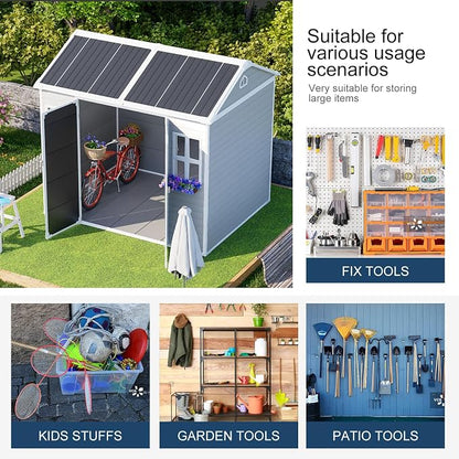 Resin Storage Shed with Floor 8x6x7 FT Outdoor Waterproof Wider Door Plastic - Image 8