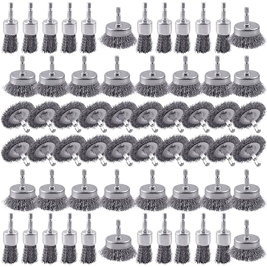 60 Pack Rocaris Carbon Steel Wire Wheel Brush Set by Rocaris