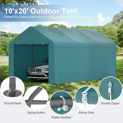 Carport, 10‘ x 20’ Heavy Duty Portable Garage All-Season Car Canopy w/Removable - Image 3