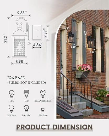 FEMILA 21" Large Exterior Wall Light Fixtures, Anti-Rust Waterproof Outdoor - Image 3