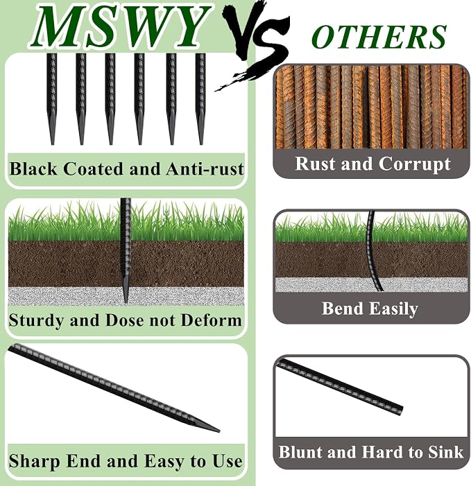 16 Inch Rebar Stakes 30 Pack Heavy Duty Ground Anchors - Image 3