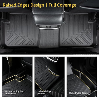 GINOWY- Floor Mats for Chevy Tahoe 2007-2014, for GMC Yukon, TPE All Weather - Image 4