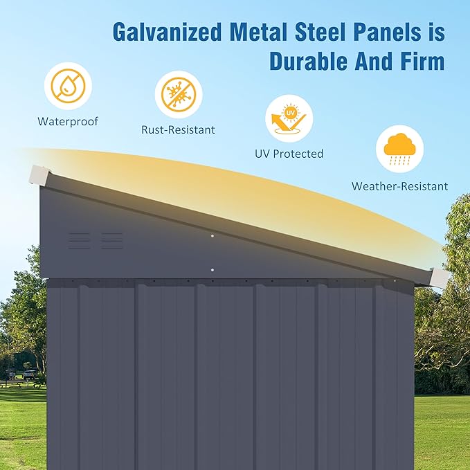 BlueWish 4'x6' Storage Shed, Lean-to Outdoor Storage Shed - Image 5