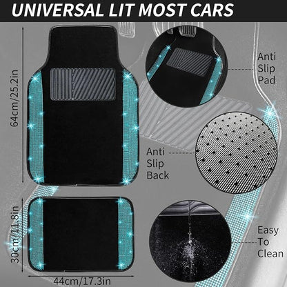 NBTEPEM Aquamrine Bling Car Floor Mats Full Set, Universal Fit Most Cars - Image 7