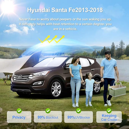 8pcs Car Window Shades for Hyundai Santa Fe 2013-2018 Accessories, Windshield - Image 2