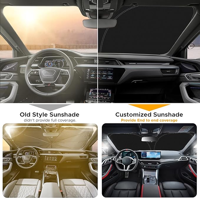 EcoNour Tesla Model X Windshield Sunshade | Dual-Layer 210T Silver-Coated - Image 5