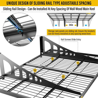 2x3ft Adjustable Rail Wall Garage Storage Shelf, Tool Room, Supermarket Wall - Image 5