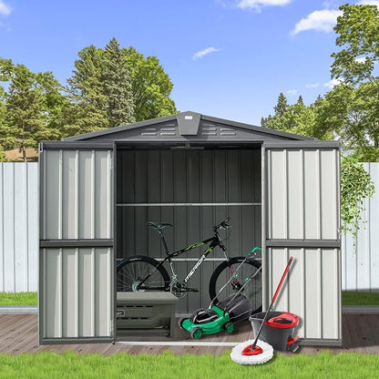 Domi 10’ x 8’ Outdoor Storage Shed, Metal Sheds Tool Storage Gable Roof - Image 7